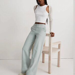 Madewell MWL Women's Ponte Wide-Leg Pants - Pale Celadon Green - Size L